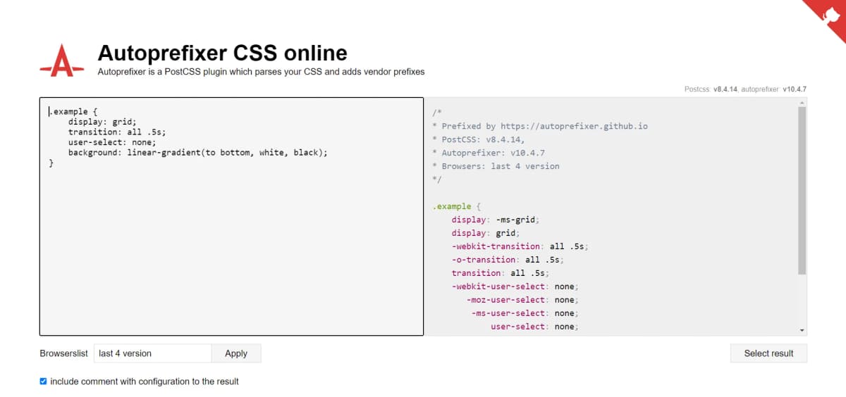 Css auto prefixer
